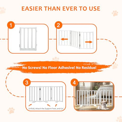 Snagle Paw Short Dog Gate,16.5" Tall Freestanding Metal Dog Gate Only for Small Dogs with Support Feet Easily Step Over,Up to 36" Wide Puppy Gate Indoor for Stairs,Doorways(White,3 Panel) - size: White-3 Panels 16.5"H*36"W