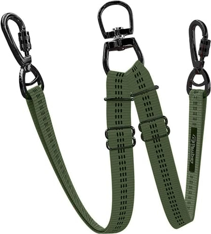 Dog Leash – Dual Reflective with Non-Tangle Design – Heavy Duty Nylon and Metal Buckles – Ideal (Khaki, 2 Dog Leash) - color: Khaki