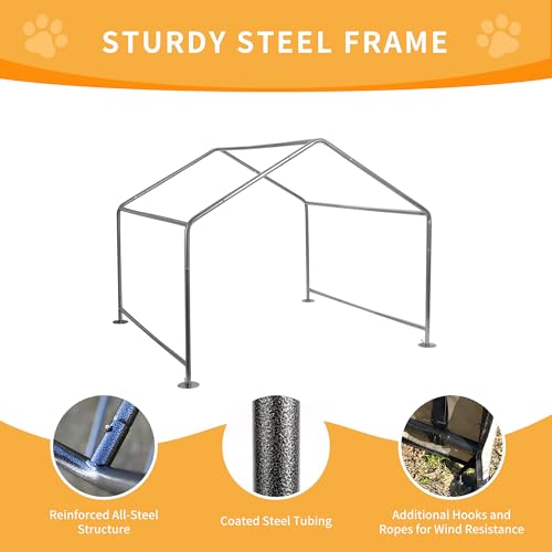 Dog Shade Shelter Outdoor Tent for Large Medium Dogs, Outside Doghouse Sun Rain Canopy Dog House with Waterproof Roof Ground Nails for Cats Pigs Livestock 4'x4'x3.3' - size: Dog House