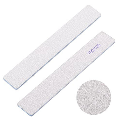 25 Pieces Rectangle Nail Files 100/100 Grit, Reusable Nail Buffers Double Sided Emery Boards Fingernail Files for Acrylic Nails and Natural Nails - size: 100/100 Grit(25 Count)