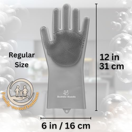Dog Washing Gloves with Bristle Scrubbers, Reusable Silicone Gloves Ideal for Pet Bathing, Massaging & Grooming (Gray) - color: Gray