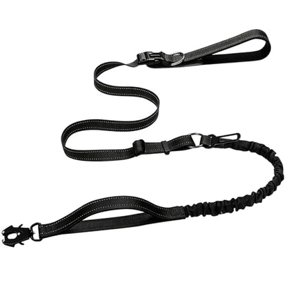 Heavy Duty Hands Free Dog Leash with Quick Release Carabiner and Adjustable No Pull Bungee Dog Running Waist Leash，for Walking and Training with Car Seat Belt 4-6FT (Black) - color: Black
