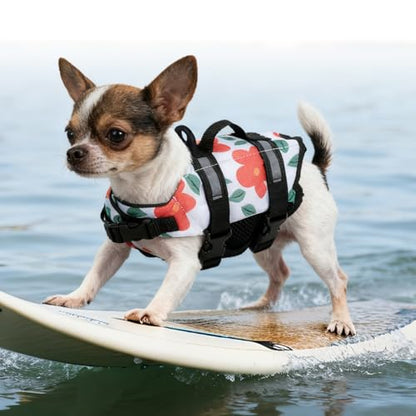 Teacup Dog Life Jacket, XXS Dog Life Jacket, Patterned Surface Elastic Adjustment Puppy Life Jackets for Small Dogs with Safety Pom Buckle, Small Dog & Cat Life Jackets 3-9 Lbs