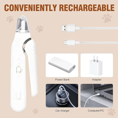2-in-1 Dog Nail Grinder &Dog Nail Clippers with Light，Cat Nail Clippers ，Ultra-Quiet, USB Rechargeable, Multiple Grinding Methods, and Splash Guard for Large Medium Small Dogs Cats Pets(Pink) - color: pink