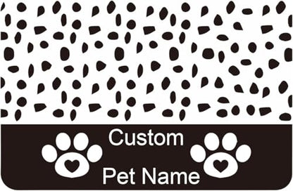 Personalized Dog & Cat Food Mat with Name | Waterproof PU Pet Bowl Mat | Non-Slip Rubber Bottom | Easy Clean | 3 Sizes (24"×16", 30"×20", 36"×24") | (Black paw Prints) - color: Black paw prints
