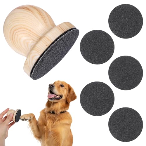 1 PCS Dog Nail File Board, Cat Nail File Wooden Handicraft with 6 Replaceable Sandpaper Pads, Stress-Free Grooming Tool for Dogs & Cats, Portable Pet Claw Care (Natural Wood)
