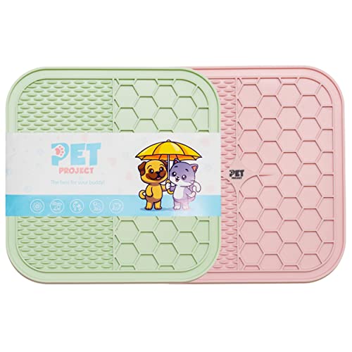 Dog Lick Mat for Dogs Slow Feeder Licking Mat Anxiety Relief Lick Pad with Suction Cups for Peanut Butter Food Treats Yogurt, Pets Bathing Grooming Training Calming Mat - 2 Pack