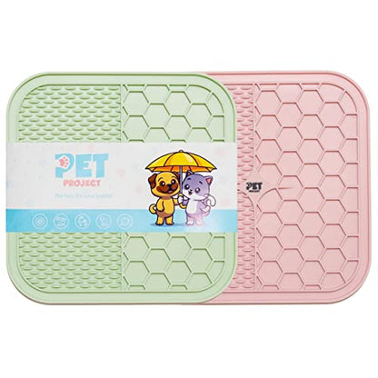 Dog Lick Mat for Dogs Slow Feeder Licking Mat Anxiety Relief Lick Pad with Suction Cups for Peanut Butter Food Treats Yogurt, Pets Bathing Grooming Training Calming Mat - 2 Pack