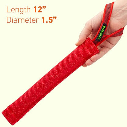 Viper Heavy Duty French Linen Dog Bite Tug Toy - K9 Trainer, Tough and Durable for Dogs Shutzhund IPO K-9 - Red - 8in L 1.5in W - color: Red, size: 8in L 1.5in W