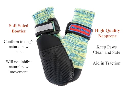 All Weather Neoprene Paw Protector Dog Boots with Reflective Straps in 5 Sizes! (Turquoise Small) - size: Small