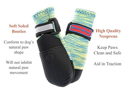 All Weather Neoprene Paw Protector Dog Boots with Reflective Straps in 5 Sizes! (Turquoise Small) - size: Small
