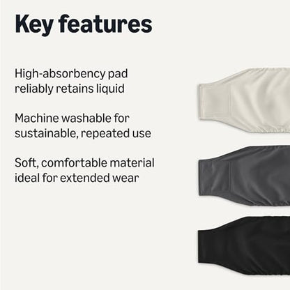 Amazon Basics Washable Highly Absorbent Male Dog Diapers, Medium Size, Black, Grey, Silver, 3 Pack - size: M