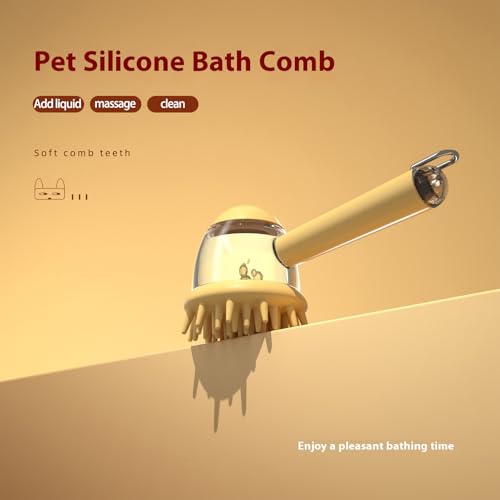 Pet Grooming Brush with Shampoo Dispenser Gentle Bathing Massage Tool with Soft Bristles for Dog Cats Daily Dog Bathing Brush - color: Coffee