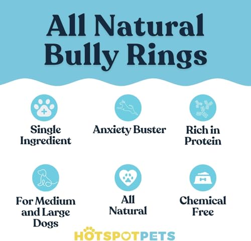 hotspot pets Bully Stick Rings for Dogs (10 Pack) 4 Inch Circles- Premium All Natural Long Lasting Twisted Beef Pizzle Dog Chew Treats - Grain Free, Fully Digestible, Rawhide Alternative Thick Chews