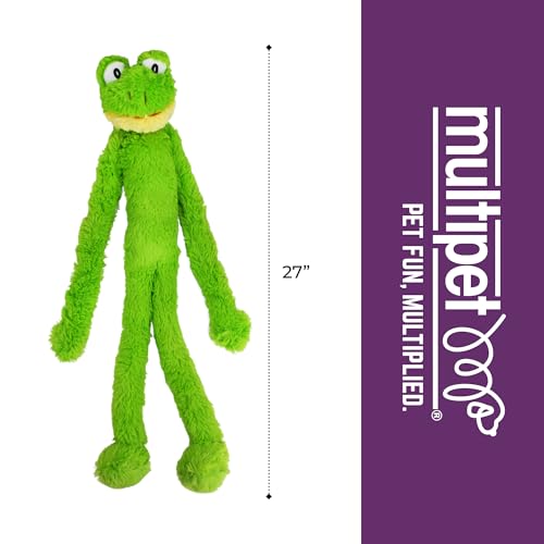 Multipet Swingin' Slevin Frog Dog Plush Toy - Squeaky Toys for All Dogs - Extra Soft Plush - Stuffed Animal for Cuddling & Playing - Cute Dog Pet Toy (27”, Green, 5 Squeakers) - size: 27", style: Frog