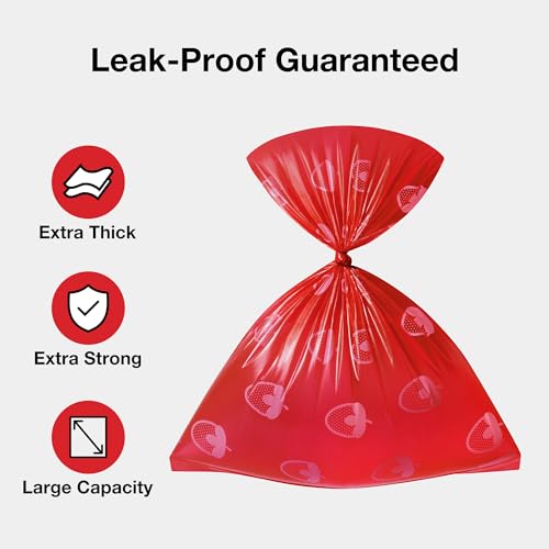 VETRESKA Dog Poop Bag Dispenser with Strawberry Scented Bags, Leak Proof, Extra Thick and Large Pet Waste Bags,1 Count Bag Holder and 105 Bags (7 Refill Rolls) for Walking Dog and Cats Litter, Red - size: 1 Count (Pack of 105), style: Strawberry