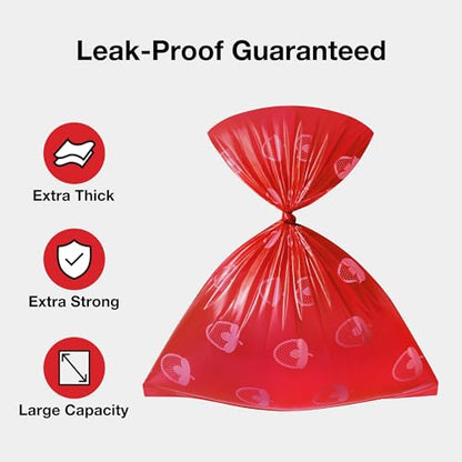 VETRESKA Dog Poop Bag Dispenser with Strawberry Scented Bags, Leak Proof, Extra Thick and Large Pet Waste Bags,1 Count Bag Holder and 105 Bags (7 Refill Rolls) for Walking Dog and Cats Litter, Red - size: 1 Count (Pack of 105), style: Strawberry