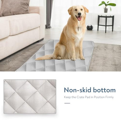 Magik & Kover Dog Crate Pad 2 Pack (42" x 28"), Soft Dog Crate Mat with Anti-Slip Bottom, Machine Washable Kennel Pad, Fits 42 Inch, Grey - size: 42 x 28 Inch