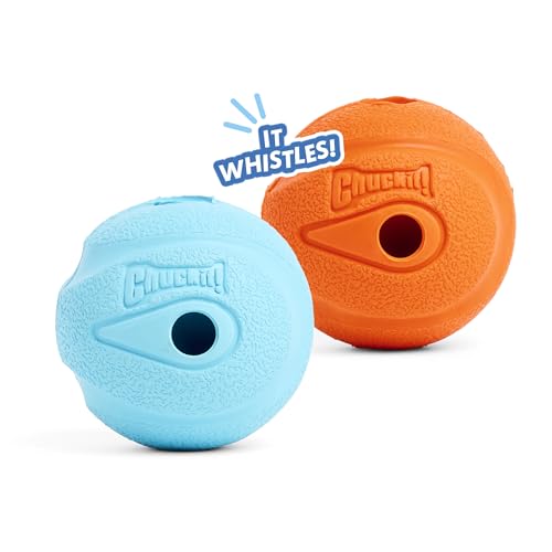 Chuckit! The Whistler Ball Dog Toy, Small (2 Inch Diameter) for Dogs 0-20 lbs, Pack of 2