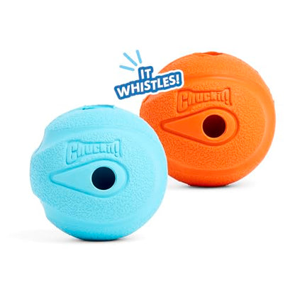Chuckit! The Whistler Ball Dog Toy, Small (2 Inch Diameter) for Dogs 0-20 lbs, Pack of 2