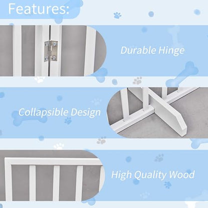 Wide Foldable Dog Gates for Doorways, 4 Panels 72" Wooden Pet Gate w/Freestanding Design, No Assembly Required, Adjustable & Portable Puppy Fence Barrier for Rooms, Hallways, Doorways, Stable Barrier - size: 4 Panels-White