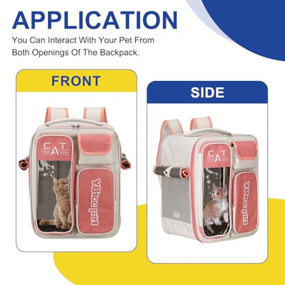 Pet Backpack Carrier, Portable and Ventilated, Oxford Cloth, Dogs Cats and Small Animals Travel Bag 12.99" Up to 16.5 Lbs, (Red), Intended for Hiking/Camping/Traveling - color: Red