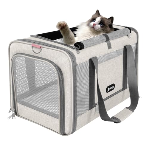 GAPZER Cat Carrier American Airline Approved 18x11x11, Top Opening Sturdy Soft Pet Carrying Bag See Through, Mini Dog Hard Bottom Crate Kennel Case, 4-Side-Ventilation Mesh Cage Toy Poodle Biege - color: Beige