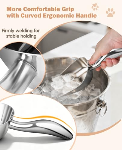 Stainless Steel Cat-Dog Food-Scoop Measuring 1-Cup, Pet Food Scoop with Measuring Lines For Dogs, Cats, And Kitchen Use, Dishwasher Safe