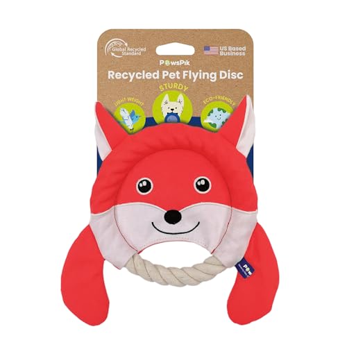 PAWSPIK Flying Disc Tug-of-War Toy, Eco-Friendly Recycled Material, Squeaker Toy for Medium and Large Dogs, for Throwing & Fetching 8.5" Diameter (Fierce Fox) - style: Fierce Fox