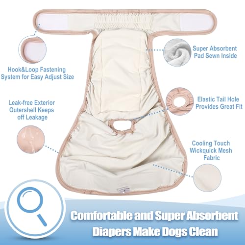 wegreeco Cooling Dog Diapers Female, Reusable Dog Cooling Diapers, High Absorbent Puppy Doggie Panties for Heat, Excitable Urination, or Incontinence, Self-Cooling, 5 Pack(Elegant, Small) - size: Small