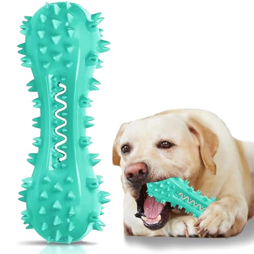 Dog Teeth Cleaning Toy for Training, Playing, Chewing - Squeaky Toys for Aggressive Chewers - Toothbrush Stick Bone for Medium Large Dogs (Blue) - size: Blue