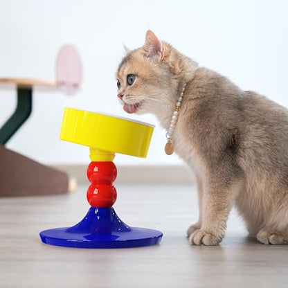 Ceramic Elevated Raised Cat Bowls,Cat Food Dish with Stand, 3 Height Adjustable Raised Dog Bowl Stand for Small Dogs Cats, Adjusts to 4.69", 5.98", 7.28" (Red & Blue) - color: Red & Blue