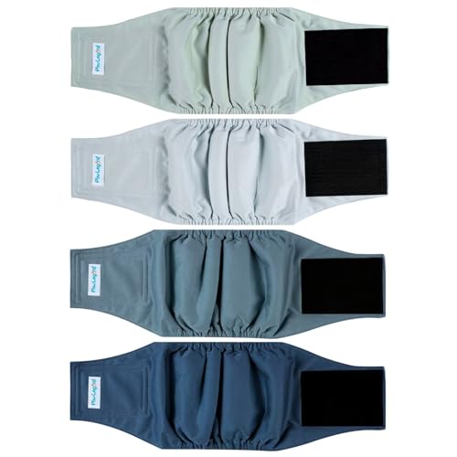 Paw Legend Washable Dogs Diapers Male Dog Belly Bands for Male Dogs Diapers Reusable Puppy & Doggie Diapers Male (4 Pack, Medium)