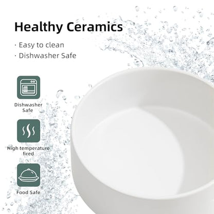 Havniva 7.3” Ceramic Dog Bowls, Dog Food and Water Bowl for Medium Dogs, Durable Dog Water Bowl with Non-Slip Rubber Base Large Capacity Pet Feeding Bowl - color: Matte White, size: 7.3 Inch