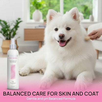 BioSilk for Dogs Silk Therapy Detangling and Shine Protecting Spray, pH Balanced Leave-in Mist with Silk and Vitamins for Dematting, Paraben-Free, All Coats and Breeds, 8 Fl Oz - 2 Pack - size: 8 Fl Oz (Pack of 2)