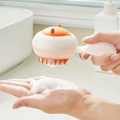 GANAZONO Dog Bathing Brush Pet Grooming Massager with Soft Silicone Head for Small Dogs and Cats, Multifunctional Shampoo Dispenser Scrubber for Pet Cleaning and Bathing