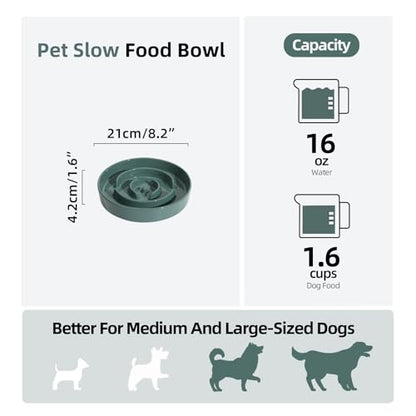 Havniva Ceramic Slow Feeder Dog Bowls, 1.6 Cups Dog Bowl Slow Feeding for Medium Breed, 8.2inch Puzzle Dog Food Bowl Slow Feeder Non-Slip Anti-Gulping and Anti-Choking Reduces Bloating - color: 1 x Dark Green-A, size: 8.2inch