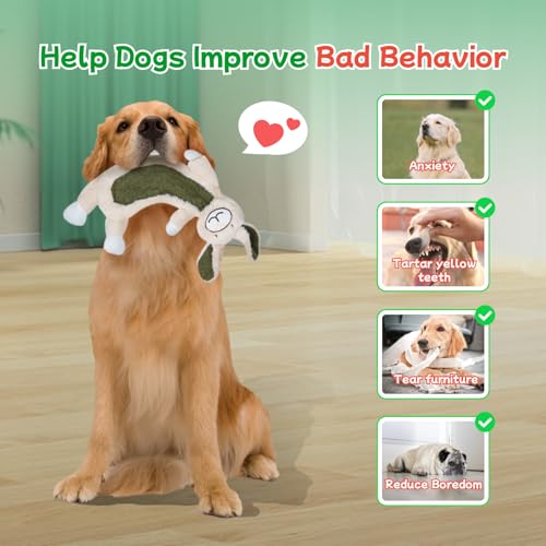 2 Pack Crinkle Squeaky Dog Toys for Aggressive Chewers, Less Stuffed Dog Toy to Keep Them Busy, Plush Interactive Pet Toys for Dogs, Tough Chew Toys for Small Medium Large Dogs