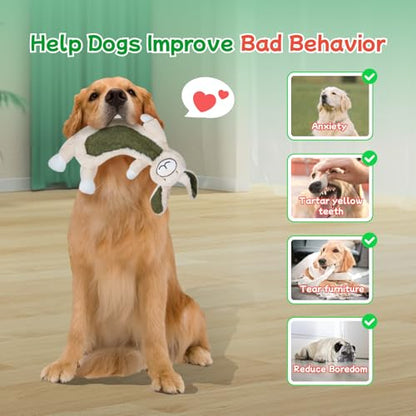 2 Pack Crinkle Squeaky Dog Toys for Aggressive Chewers, Less Stuffed Dog Toy to Keep Them Busy, Plush Interactive Pet Toys for Dogs, Tough Chew Toys for Small Medium Large Dogs