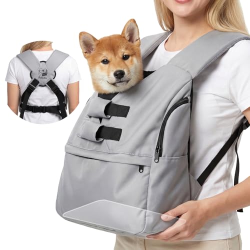 Dog Carrier Sling for Small Dogs 7–15 lbs, Hands-Free Front-Facing Pet Sling with Safety Leash, Support Mat & Adjustable Strap, Breathable Mesh, Machine Washable for Walking, Hiking, Travel (Grey)