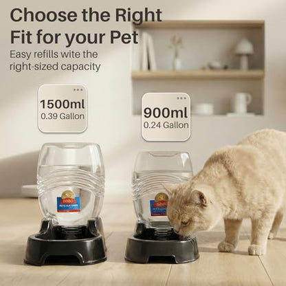 Flexzion Automatic Gravity Pet Waterer for Cat & Dog - Non-Skid & Easy-Clean Auto Replenish Water Dispenser Drinking Bowl (3/8 Gallon / 1.5L), Black - color: Black, size: 1.5 L