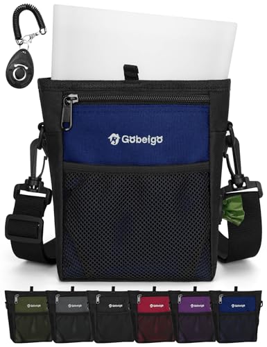 Gobeigo Dog Treat Pouch, Magnetic Closure & Sealable Silicone Bag Insert, 4-Cup Capacity – Belt Clip/Waist Belt/Crossbody Wear, Clicker Included – Great for Pet Training & Walking (Navy Blue) - color: Navy Blue