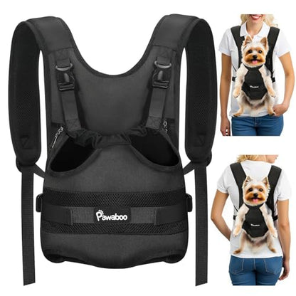 Pawaboo Pet Dog Front Carrier Backpacks, Legs Out Pet Carrier Backpack for Dogs, Adjustable Dog Chest Carriers Purse for Small Medium Dogs Hands Free for Travel Hiking Cycling Camping, S, Black - color: AA-Black, style: Small (Pack of 1)
