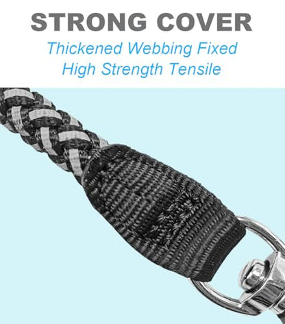 2/3/4/6/10 Foot Reflective Dog Leash Strong Nylon Rope Braided Heavy Duty for Large and Medium Small Dogs Walking Training Leads (Black, 3ft * 1/2") - color: Black, size: 3ft * 1/2"