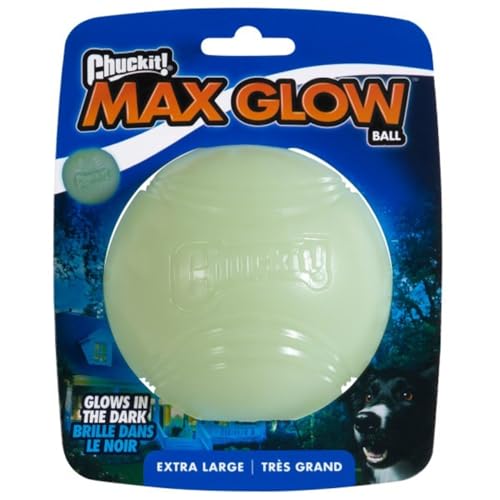 Chuckit! Glow in the Dark Bouncy Balls - Ball for Dogs, Chuckit Dog Toy, Max Glow Balls - Extra-Large, 3.5 Inch, Pack of 1 - size: Extra-Large