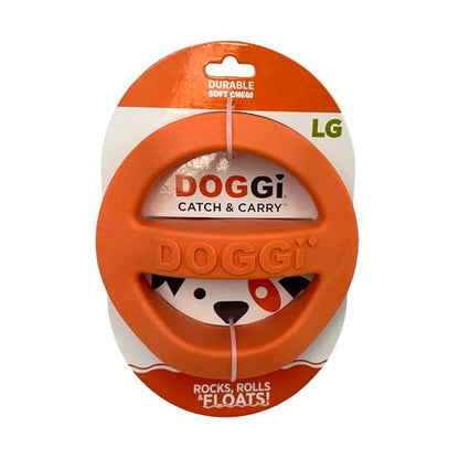 Van Ness Pets Doggi Catch and Carry Flying Disc Floating Dog Toy, Large, Orange - size: Large