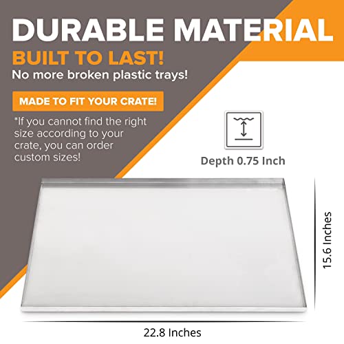 Pinnacle Systems (Galvanized, 22.8" L X 15.6" W X .75" Frisco Metal Replacement Crate Tray for Heavy Duty Single and Double Door Dog Crate Chew Proof Crack Proof Multipurpose Tray - size: 22.8"L x 15.6"W x 0.75"H