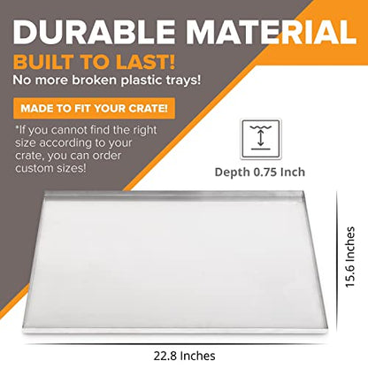 Pinnacle Systems (Galvanized, 22.8" L X 15.6" W X .75" Frisco Metal Replacement Crate Tray for Heavy Duty Single and Double Door Dog Crate Chew Proof Crack Proof Multipurpose Tray - size: 22.8"L x 15.6"W x 0.75"H