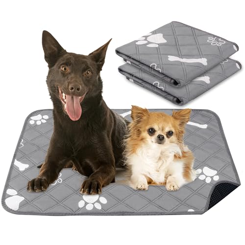 PatiencET Washable Pee Pads for Dogs, 18'' x 24" Reusable Puppy Pads with Super Absorbent for Pet Training, Housebreaking and Incontinence, 2 Pack Puppy Potty Pads with Waterproof Bottom - color: Gray Paw Bone, size: 18" x 24"