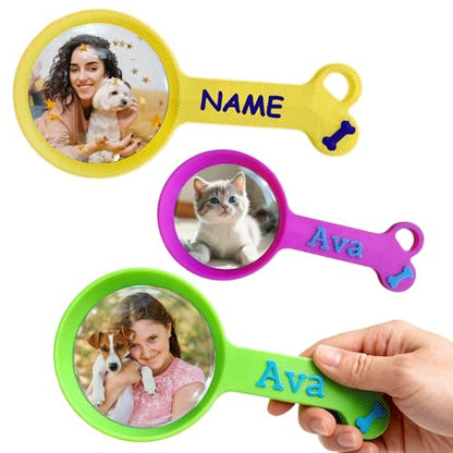 ubjva Personalized Dog Food Scoop Custom Cat Food Measuring Cup with Name Pet Accessories Gifts for Pet Lover - color: Round Paws&Photo